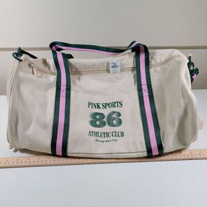 Victoria's Secret PINK Sports 86 Canvas Duffel Gym Weekender Bag NWT Strap